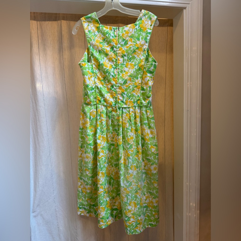 Vintage The Lilly Pulitzer Size 16 Pleat Stitch 60’s Green Yellow Floral Preppy - Picture 2 of 5